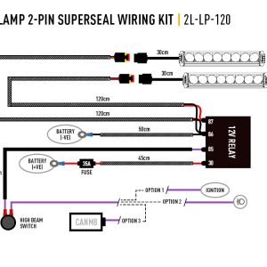 Kit de câblage pour deux lampes (faible puissance, 12 V) lg120