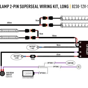 Kit de câblage pour quatre lampes (2-broches, Superseal, 12V)